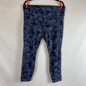 Athleta 7/8 Salutation Powervita Blue Tie-Dye Leggings